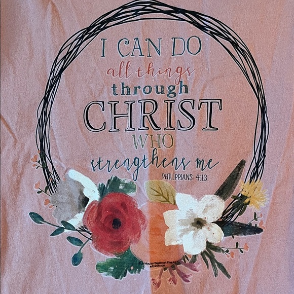 Next Level Apparel Peach Graphic V-Neck T-Shirt - Picture 4 of 5